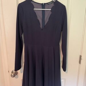 SHEIN Blue Plunge Neck A-Line Cocktail Dress